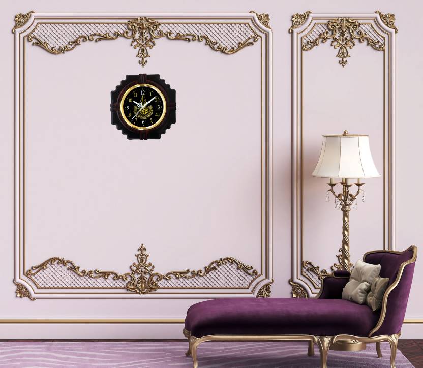 Analog Wall Clock  (Brown, With Glass)